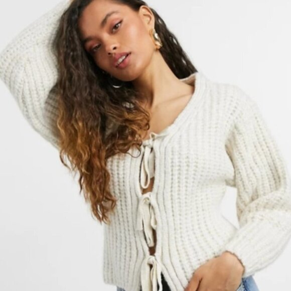 Asos Design Women's Cardigan with Tie Front Detail - 00 - Picture 1 of 8